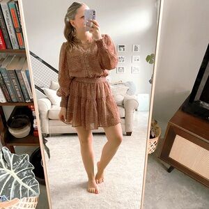 Lush Plum Floral Long Sleeve Mini Dress